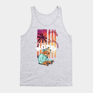 Not Today, NOPE (sleeping sloth, sunset flag) Tank Top